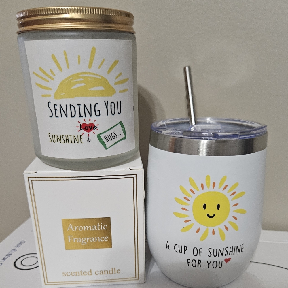 Candle and Sunshine Tumbler Set - White and Gold